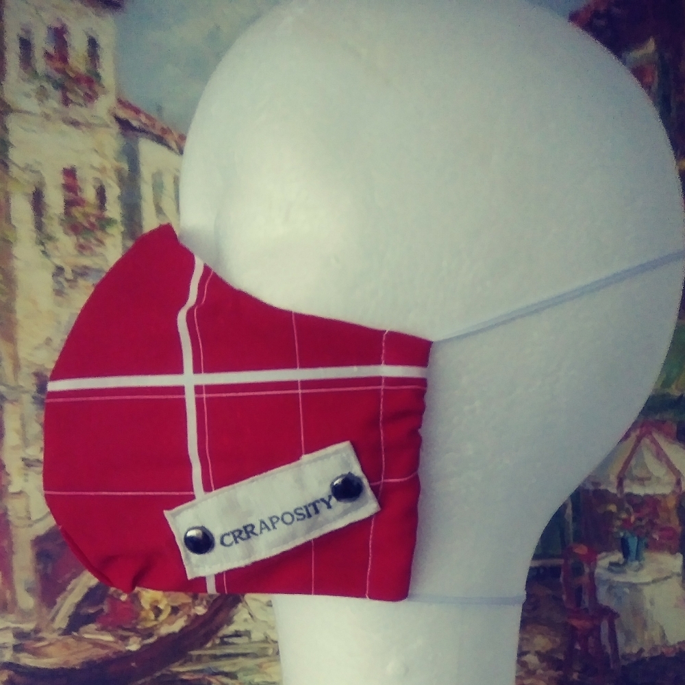 Red & white face mask